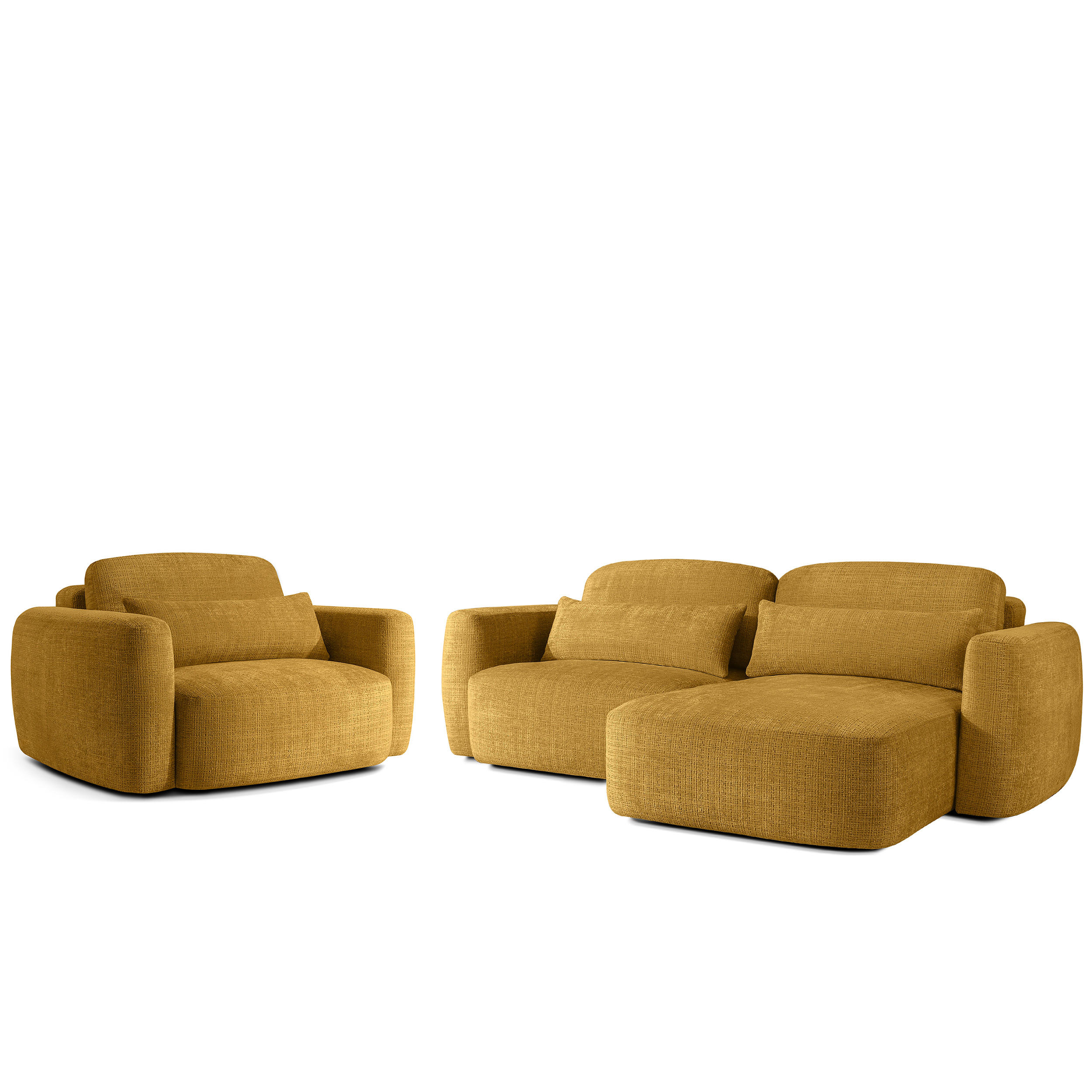 SITZGARNITUR ELOSA - Gelb, Holz/Textil (245/85/165cm) - KONSIMO®