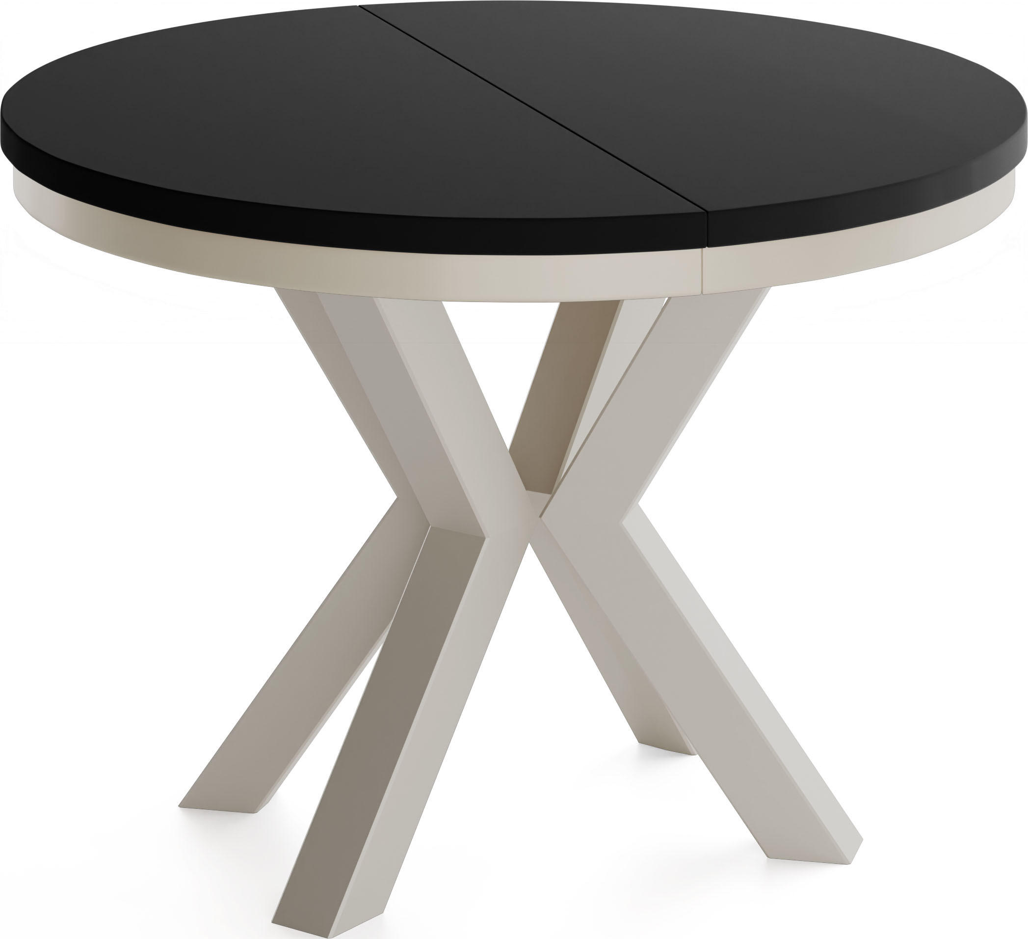 ESSTISCH Clara Grau-Beige runder ausziehbarer, Schwarz 100-180/100/76 cm - Schwarz/Grau, Holzwerkstoff/Metall (100/100/76cm) - WFL GROUP