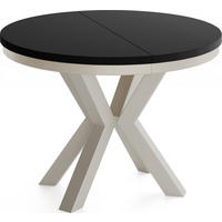 ESSTISCH Clara Grau-Beige runder ausziehbarer, Schwarz 100-180/100/76 cm - Schwarz/Grau, Holzwerkstoff/Metall (100/100/76cm) - WFL GROUP