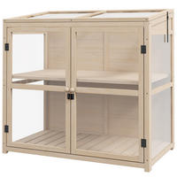 GEWÄCHSHAUS 2-Stufiges Hochbeet mit Dachfenster, Doppeltür, Acryl, Tannenholz, Natur - Fichtefarben, Holz/Kunststoff (61/103/103cm) - Outsunny
