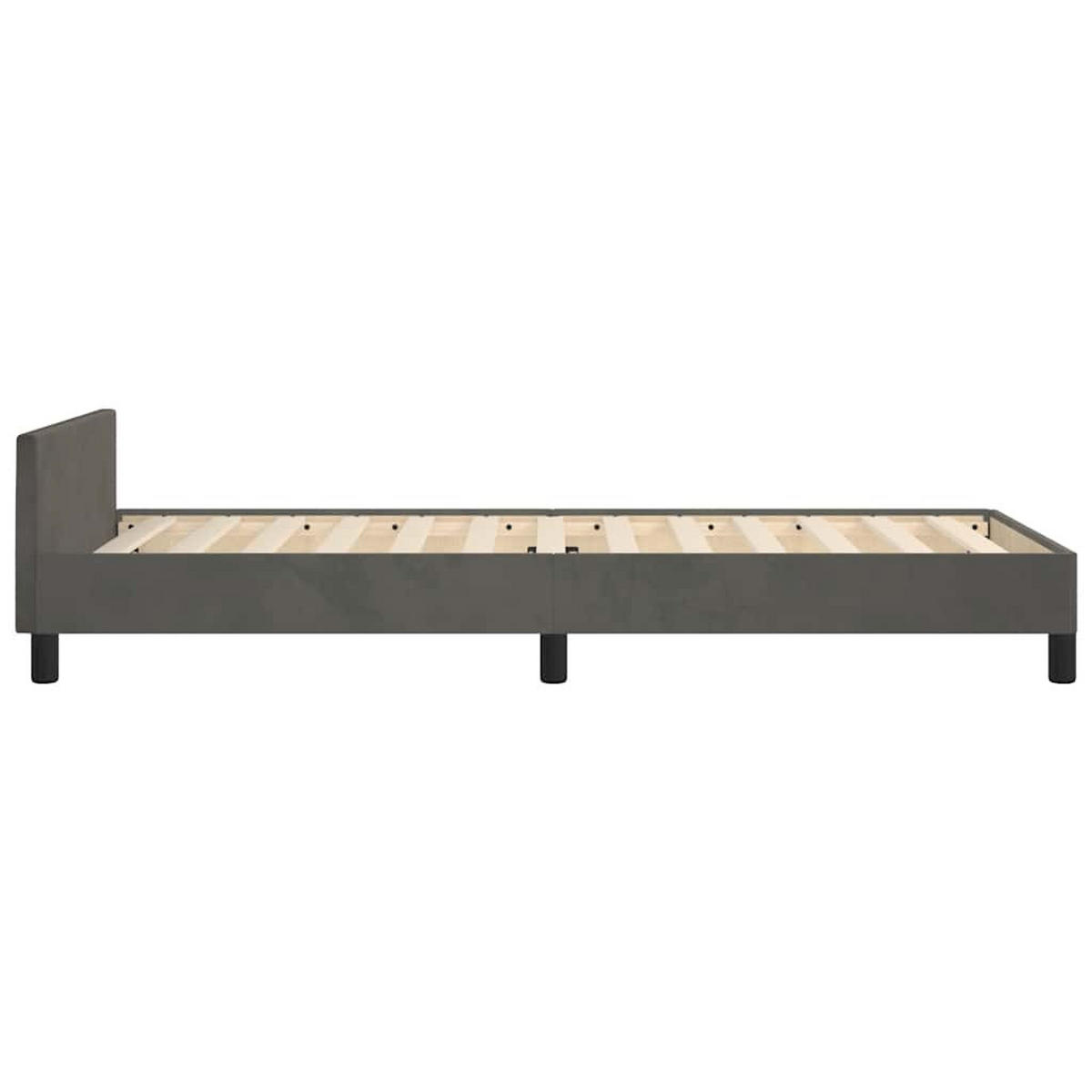 BETTGESTELL Ohne Matratze Dunkelgrau 100/200 Cm Samt - Grau, Holz (100/200cm) - vidaXL