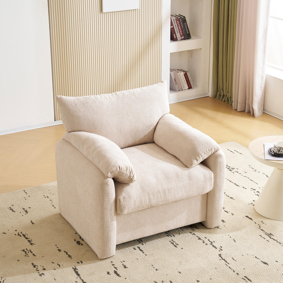 POLSTERSESSEL 96/82/84 cm aus Chenille in Beige – bis 150 kg belastbar - Beige, Textil (82/84/96cm) - BEAOK