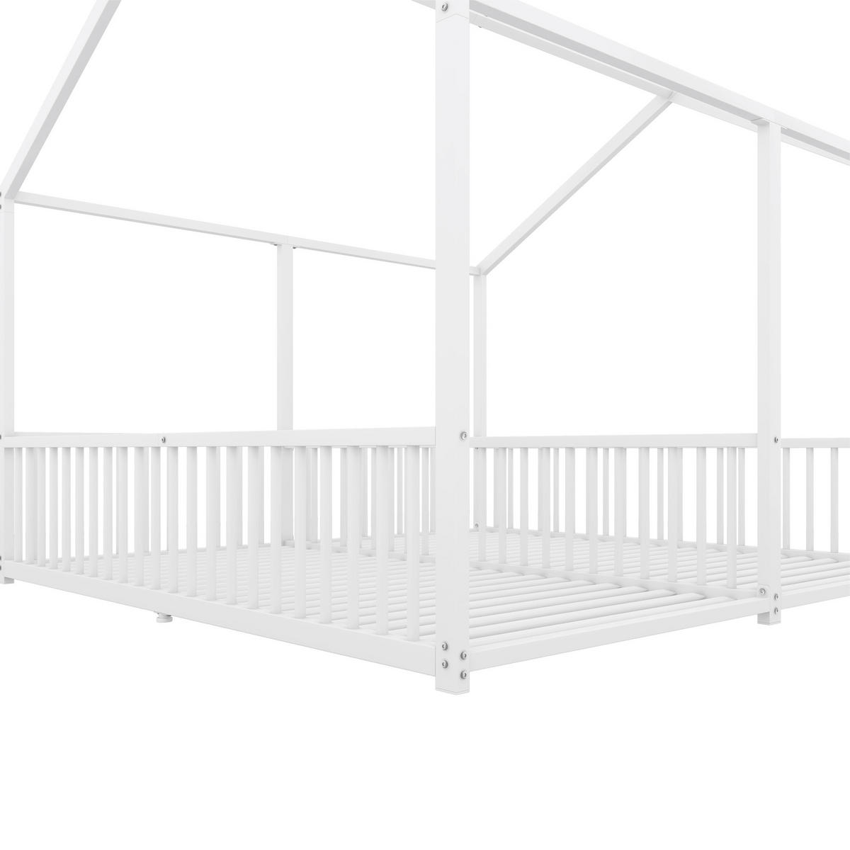 HAUSBETT 90x200cm in Weiß，Doppelbett Design - Weiß, Metall (90/200cm) - KOMHTOM