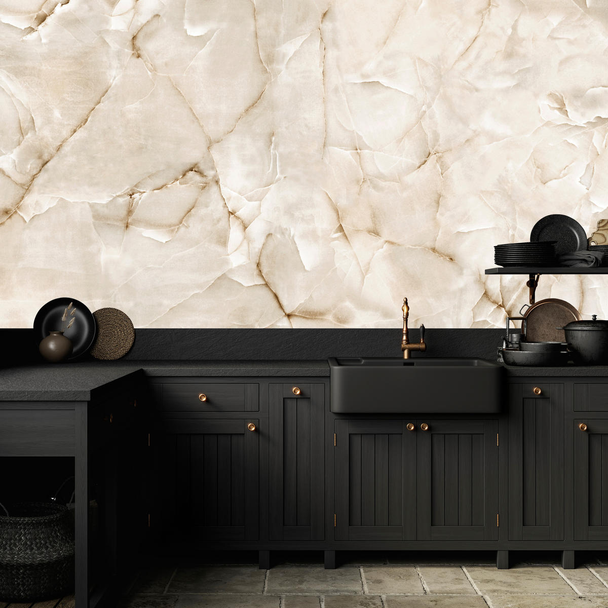 FOTOTAPETE für Wohnzimmer Beige Marmor Muster Stein 300x210 - Beige, Papier (300/210cm) - Muralo