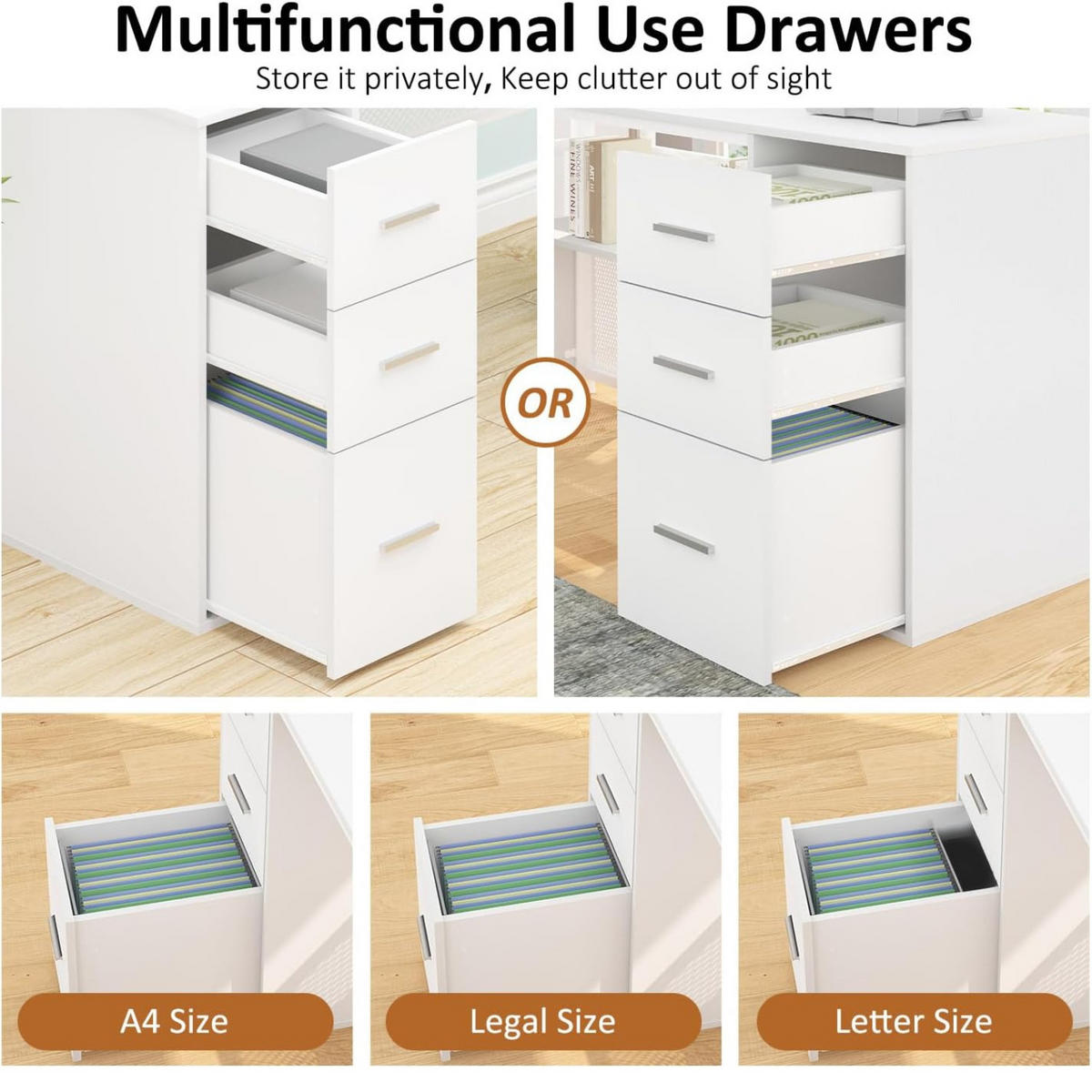 SCHREIBTISCH L-FORM mit Schubladen Eckschreibtisch 150 x 150 cm - Weiß, Holzwerkstoff/Metall (150/150/76.2cm) - Quality Elegance