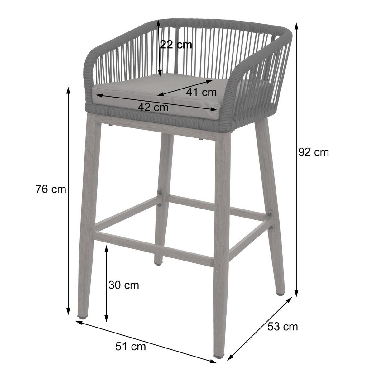 BARSKI STOL Anthracit, Taupe - antracit/sivorjava, kovina (51/92/53cm) - MCW