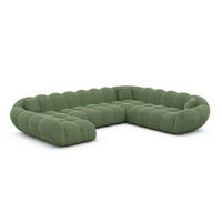WOHNLANDSCHAFT Liva Grün Strukturstoff U-Form XXL Links - Grün, Textil (323/70/258cm) - VAROYAL