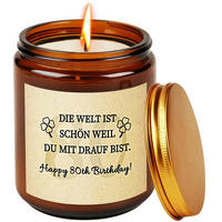DUFTKERZE im Glas Lavendel 80. Geburtstag - Braun, Paraffin (6cm)