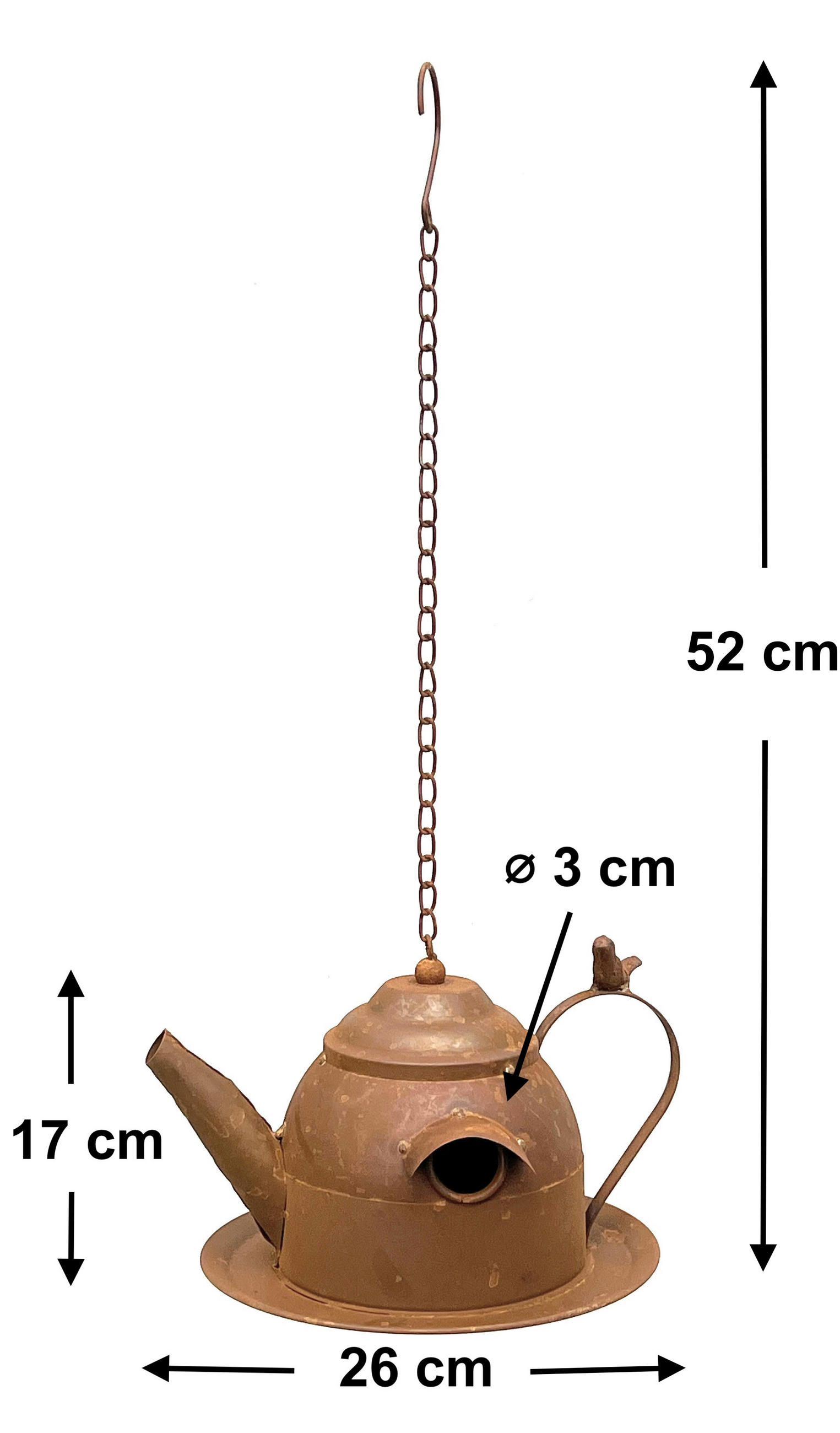 VOGELHAUS zum Aufhängen Deko Rost  - Braun, Metall (26/52/18cm) - DanDiBo