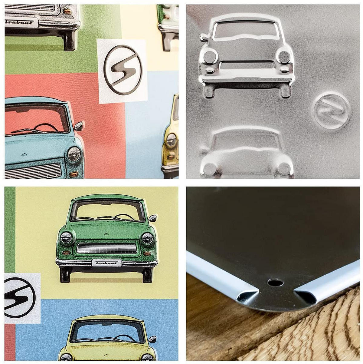 BLECHSCHILD 15/20 cm Berlin Trabant Pop Art - Multicolor, Metall (20/15/0.5cm) - Nostalgic-Art