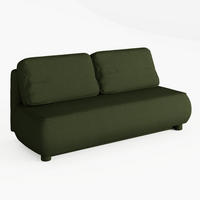 SOFA LUMIO Grün Bouclé-Stoff mit Schlaffunktion und Bettkasten - Olivgrün, Holz (209/96/96cm) - Barchello