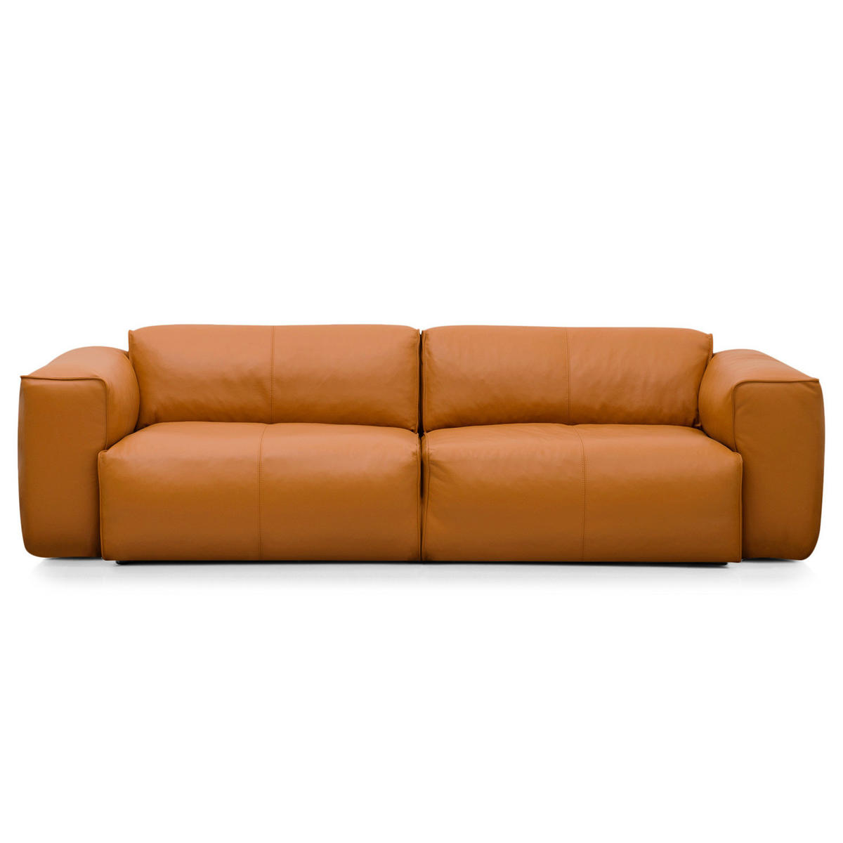 3-SITZER SOFA - Cognac/Schwarz, Leder/Kunststoff (251/71/102cm) - home24