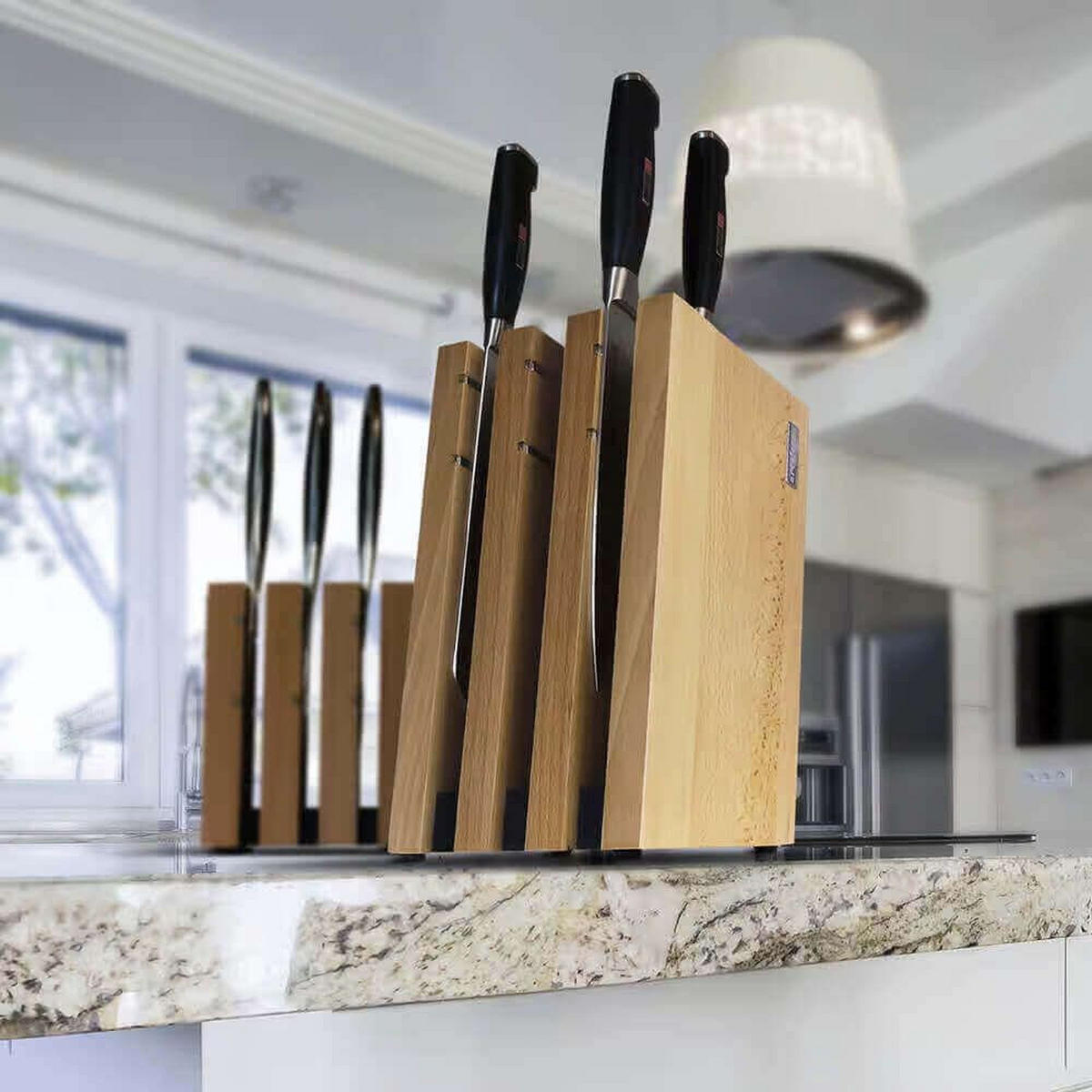 MESSERBLOCK Beige 15/14.4/15 cm AL77 - Beige, Holz (14.4/15/15cm) - ArteLegno