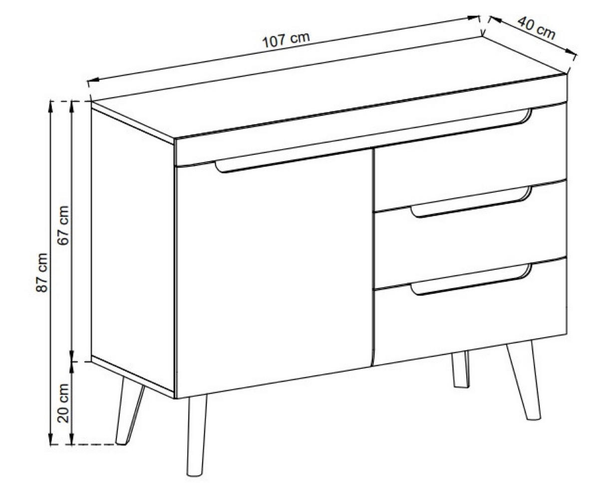 SIDEBOARD Weiß NKSZ107 Riviera Eiche - Multicolor, Holzwerkstoff (107/87/40cm) - Sepro Meble