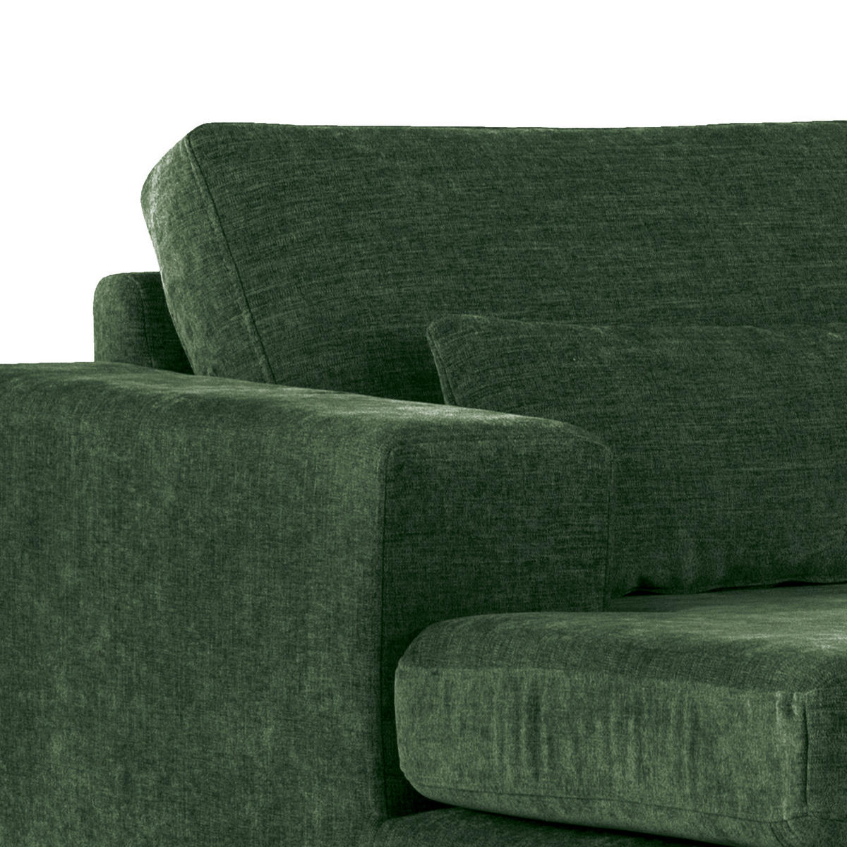 WOHNLANDSCHAFT mit Longchair - Dunkelgrün/Eichefarben, Eichenholz/Textil (371/81/219cm) - home24