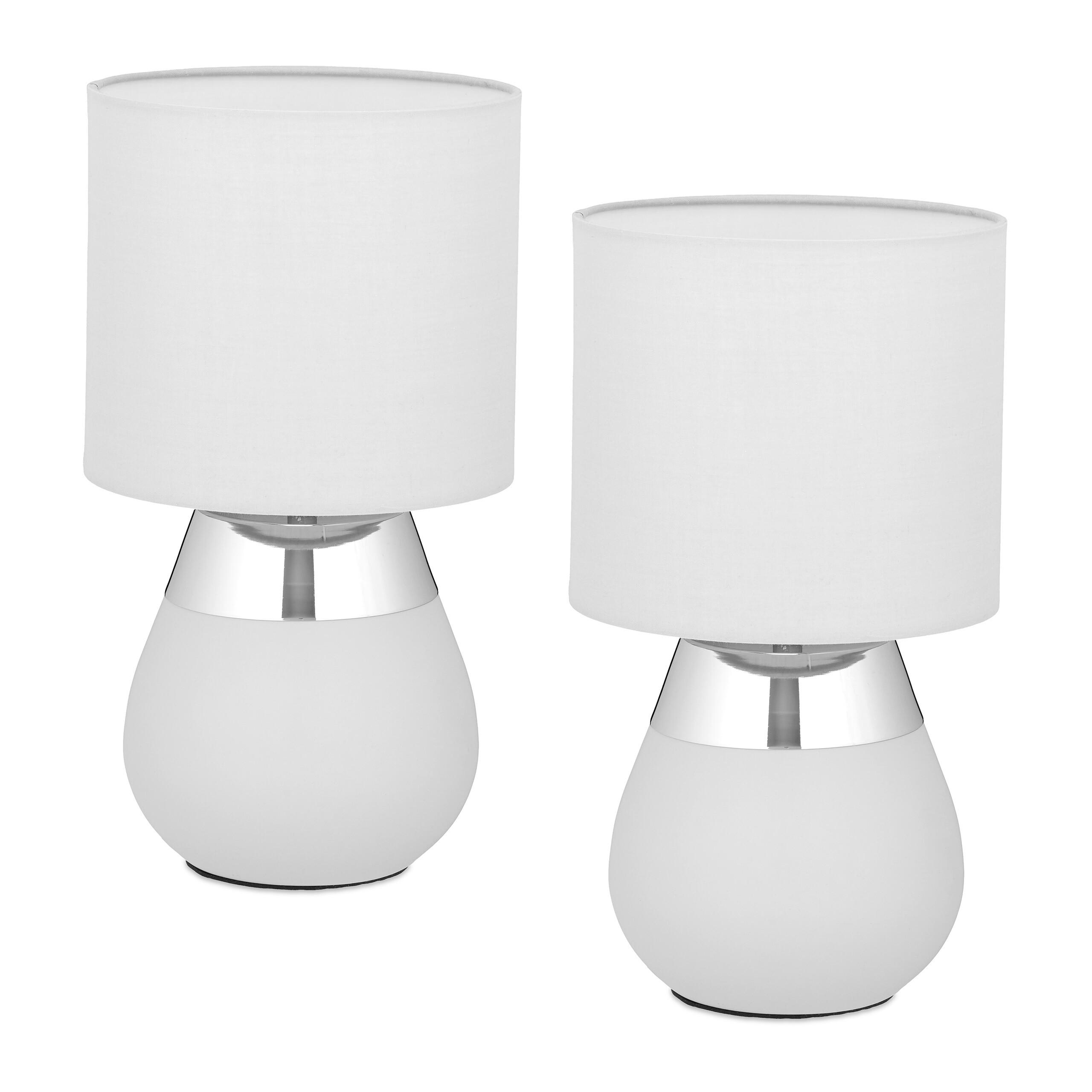 2XTISCHLAMPE - Grau, Kunststoff/Textil (18/18/32cm) - Relaxdays