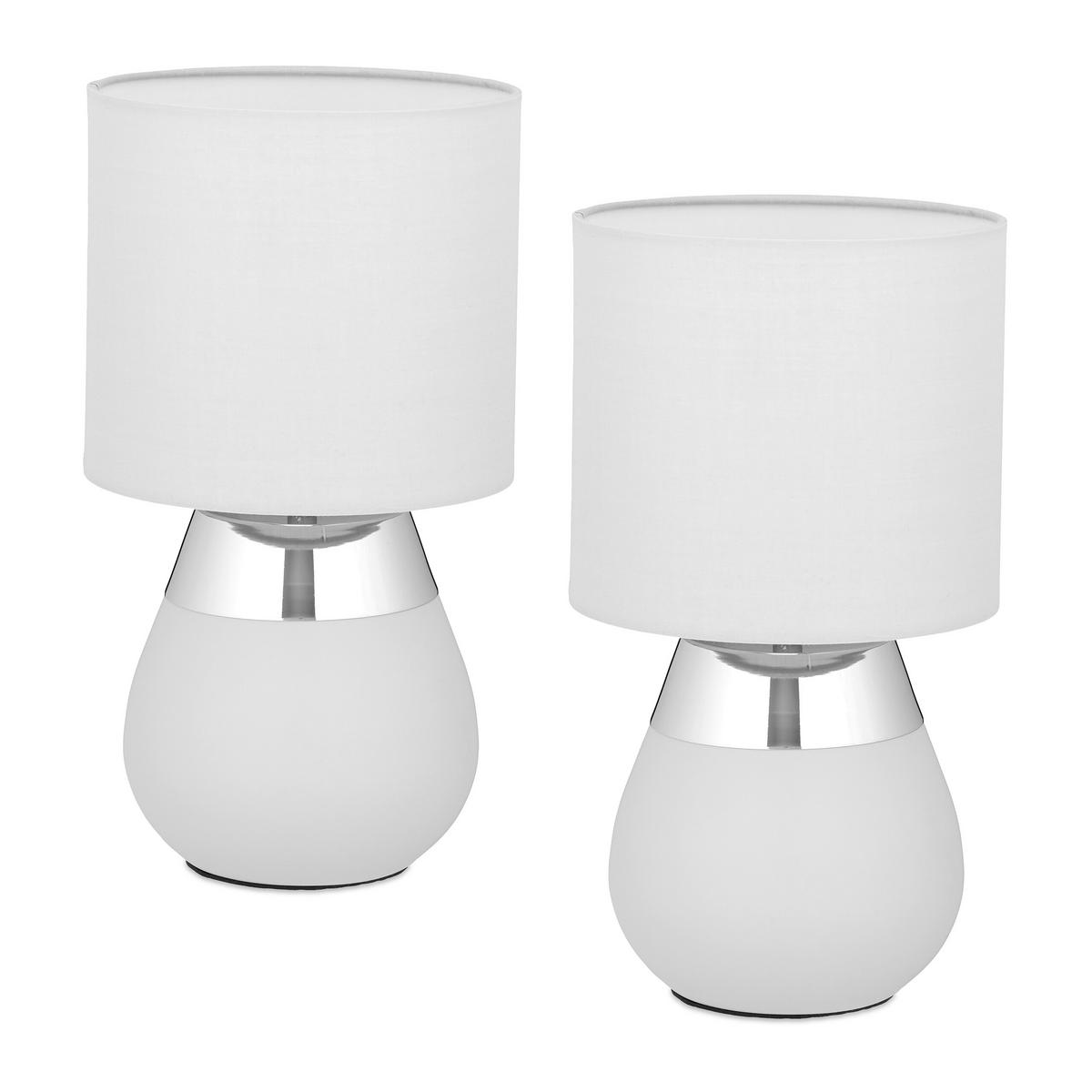 2XTISCHLAMPE - Grau, Kunststoff/Textil (18/18/32cm) - Relaxdays