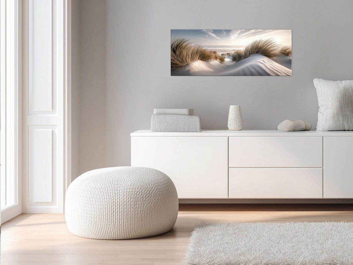 GLASBILD 80x30 cm Strand und Meer - Beige, Glas (80/30cm) - artissimo