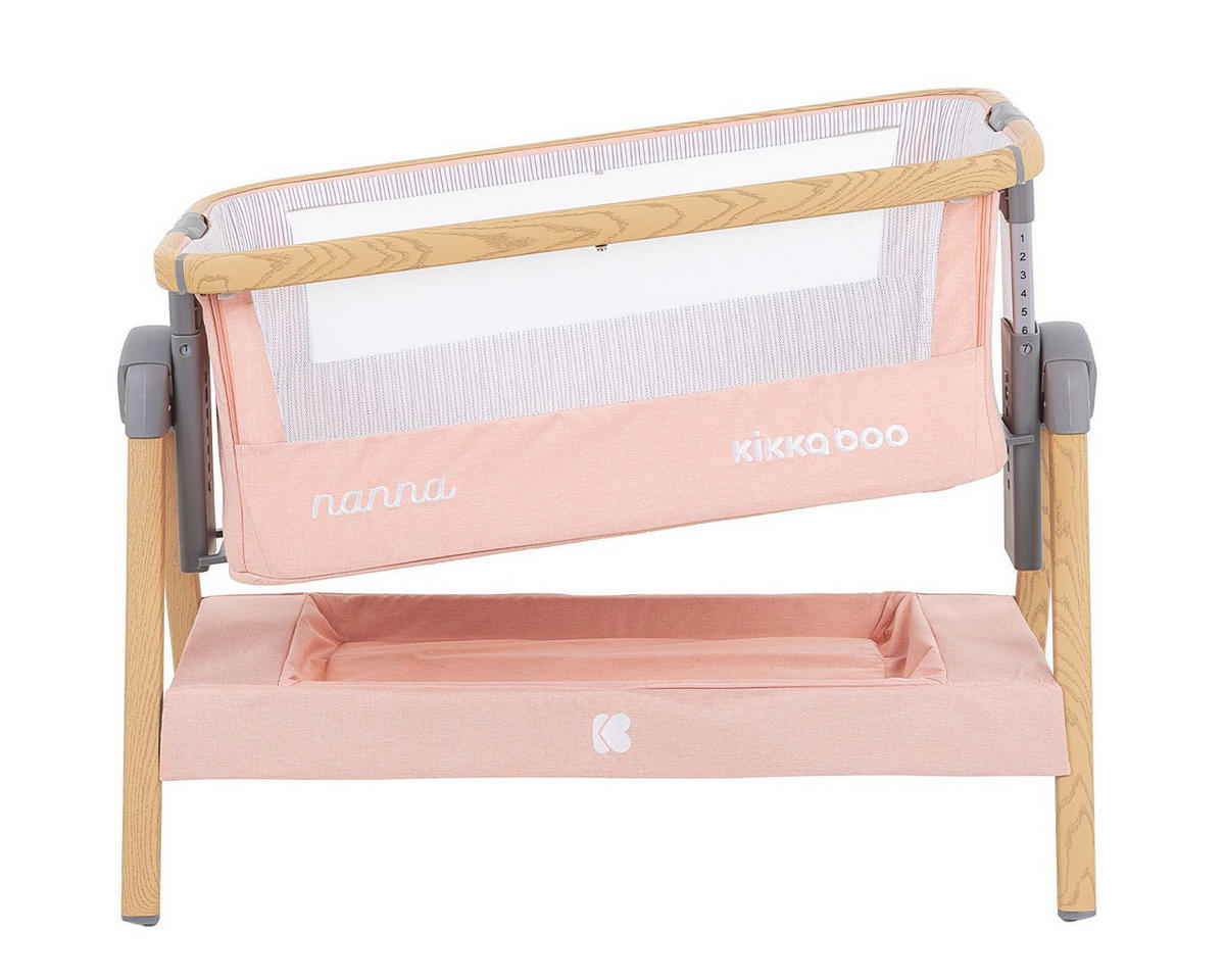 BEISTELLBETT Nanna pink 100 x 48 cm, Laufstall, Anti-Reflux, Moskitonetz, 7-fach verstellbar - Rosa, Metall (45/95cm) - Kikka boo