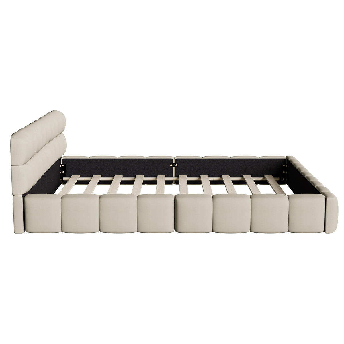 POLSTERBETT 160/200 cm in Beige, Gepolstertes Kopfteil, Leinenoptik Stoff, Modernes Bubble-Design Bett mit Lattenrost, Schlafzimmerbett für 2 Personen - Beige/Naturfarben, Holz/Textil (160/200cm) - BPKADHY