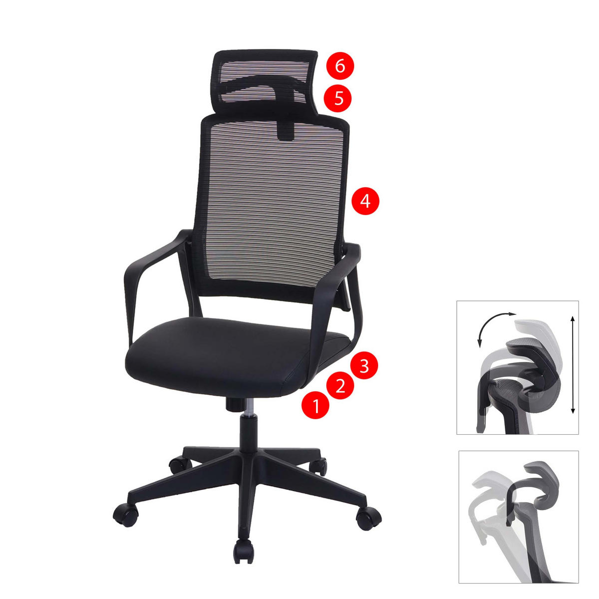 BÜROSTUHL Schwarz - Schwarz, Textil (64/128/66cm) - MCW