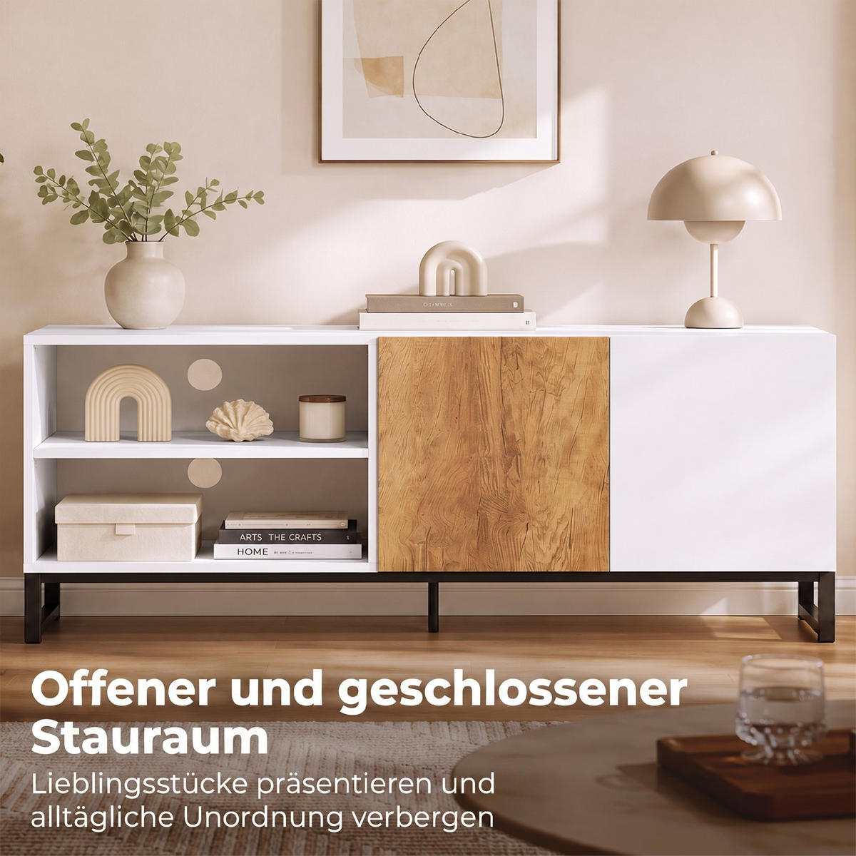 TV-SCHRANK Spanplatte Stahl Weiß - Weiß, Holzwerkstoff/Metall (140/50/36.5cm) - HOMCOM