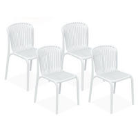 GARTENSTUHL FICCARI 4-er Set, Weiß - Weiß, Kunststoff (52/82.5/53cm) - KONSIMO®