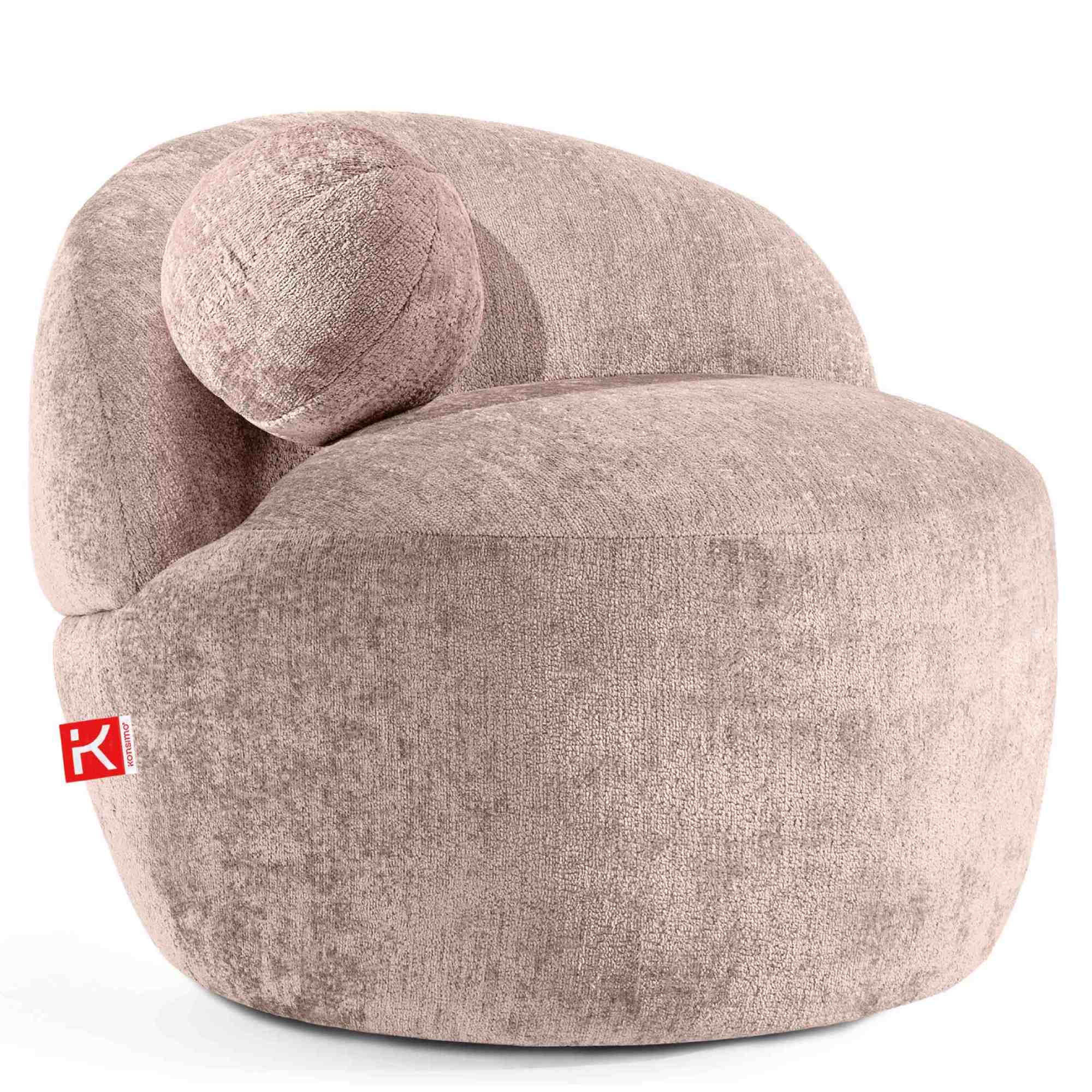 SESSEL NELUM Chenille-Stoff, rund, Pink - Pink/Schwarz, Holz/Holzwerkstoff (76/64/76cm) - KONSIMO®