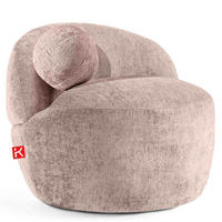 SESSEL NELUM Chenille-Stoff, rund, Pink - Pink/Schwarz, Holz/Holzwerkstoff (76/64/76cm) - KONSIMO®