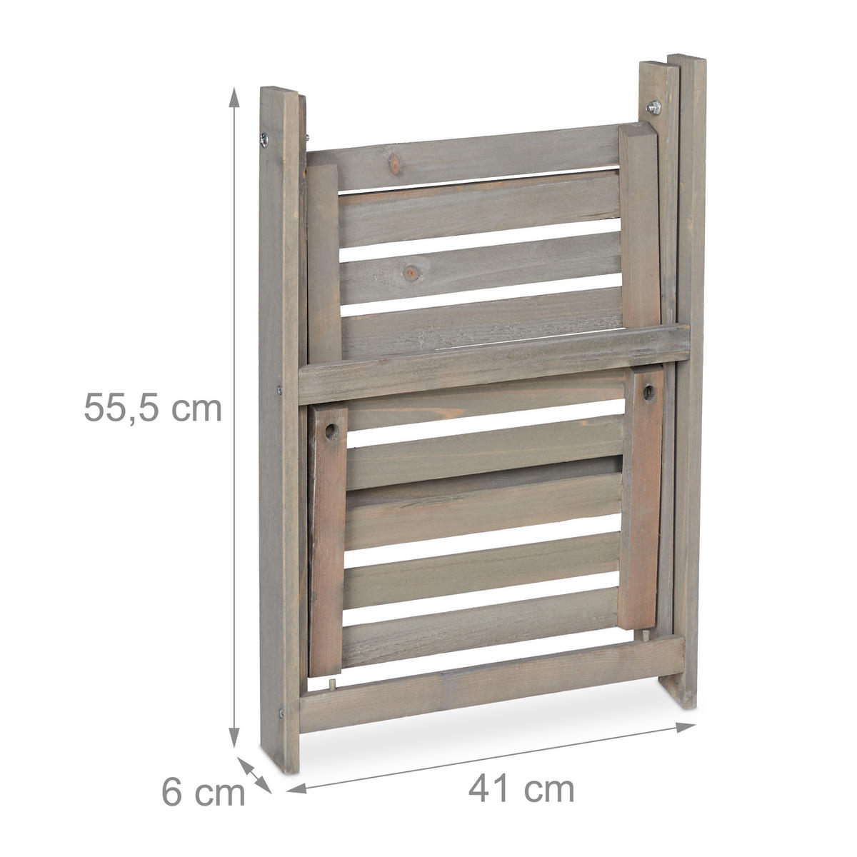 BLUMENTREPPE - Grau, Holz (41/51.5/24cm) - Relaxdays