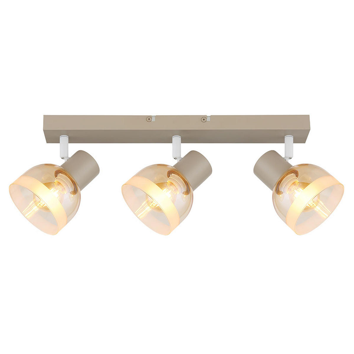 WANDLEUCHTE KAIRO, Metall, Glas, Sandfarben, 3-flammig - Bernsteinfarben, Glas (10/14/41cm) - Globo Lighting