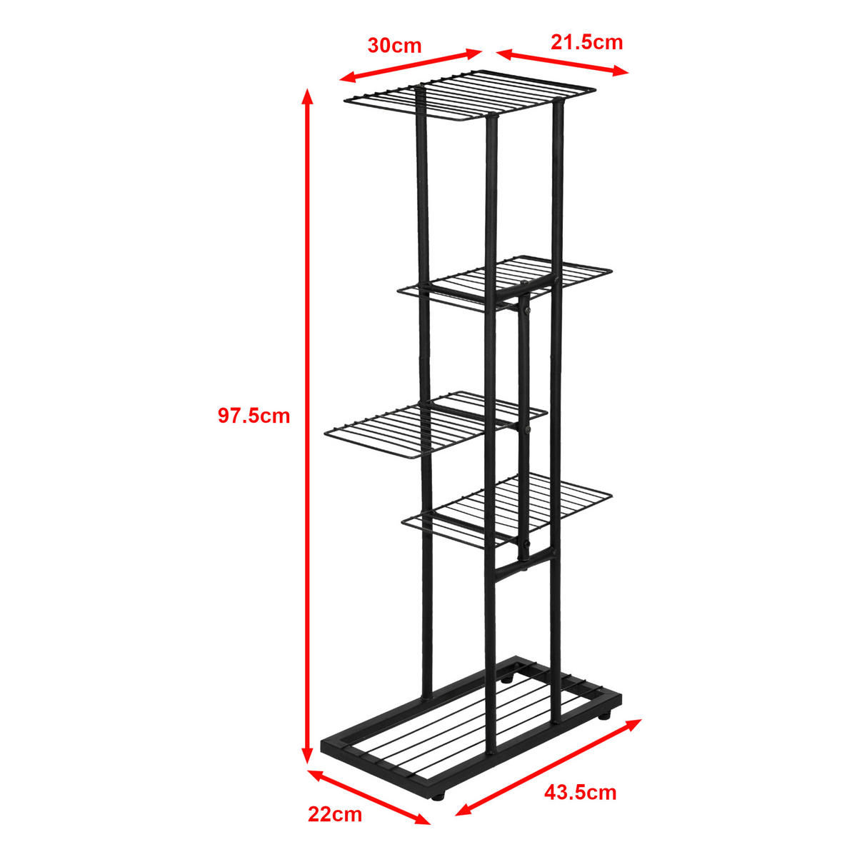 PFLANZENREGAL Beek - Schwarz, Metall (43.5/97.5/22cm) - [en.casa]