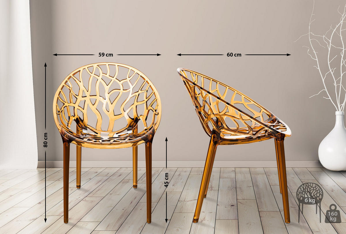 GARTENSTUHL Kunststoff bernstein - Bernsteinfarben, Kunststoff (59/80/60cm) - CLP