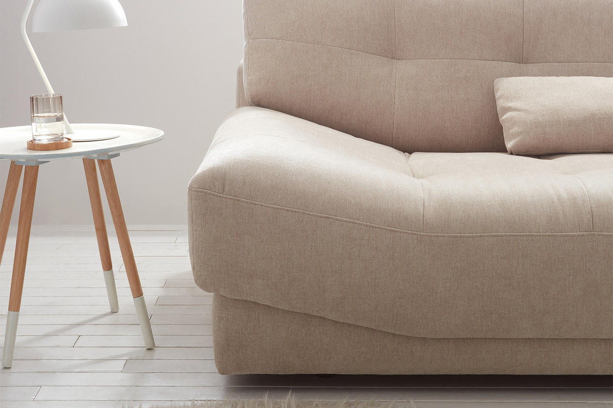 SOFA MOZZA Beige Webstoff - Beige/Schwarz, Kunststoff/Textil (298/83/123cm) - KAWOLA