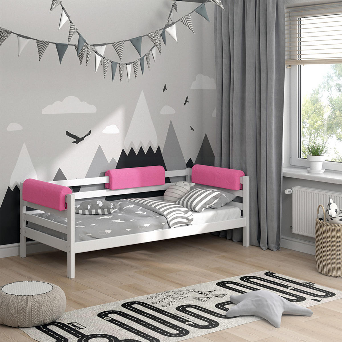 BETTUMRANDUNG Rosa 70 x 20 cm - Pink, Textil (70/20/14cm) - VitaliSpa