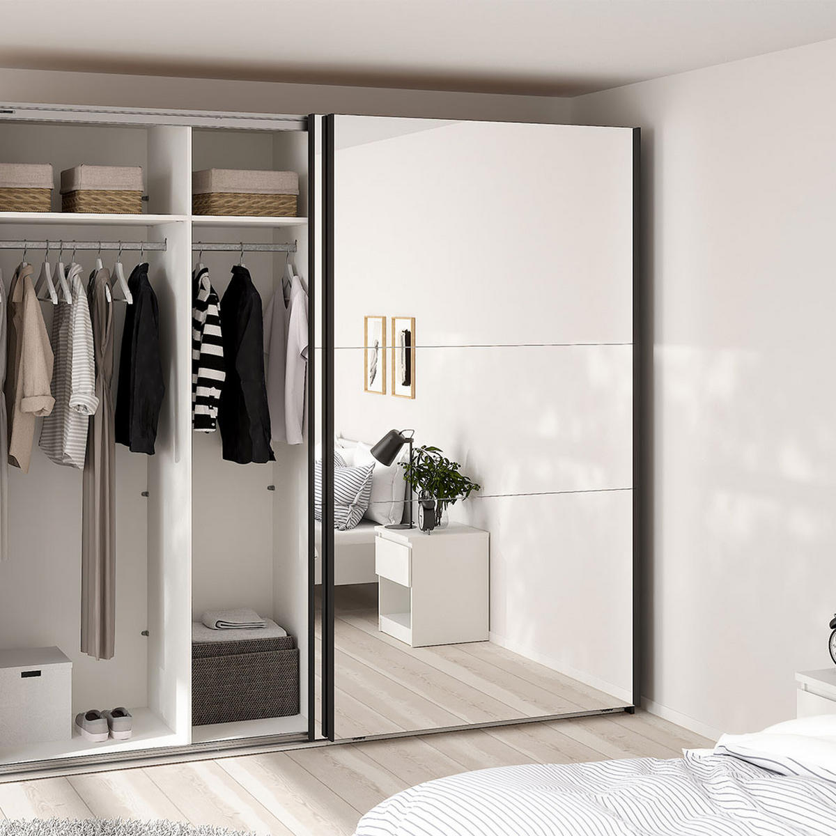 SCHIEBETÜRENSCHRANK, Como, Schwarz, Holzwerkstoff, 244 x 67 x 221 cm - Schwarz, Holzwerkstoff (244/221/67cm) - ebuy24