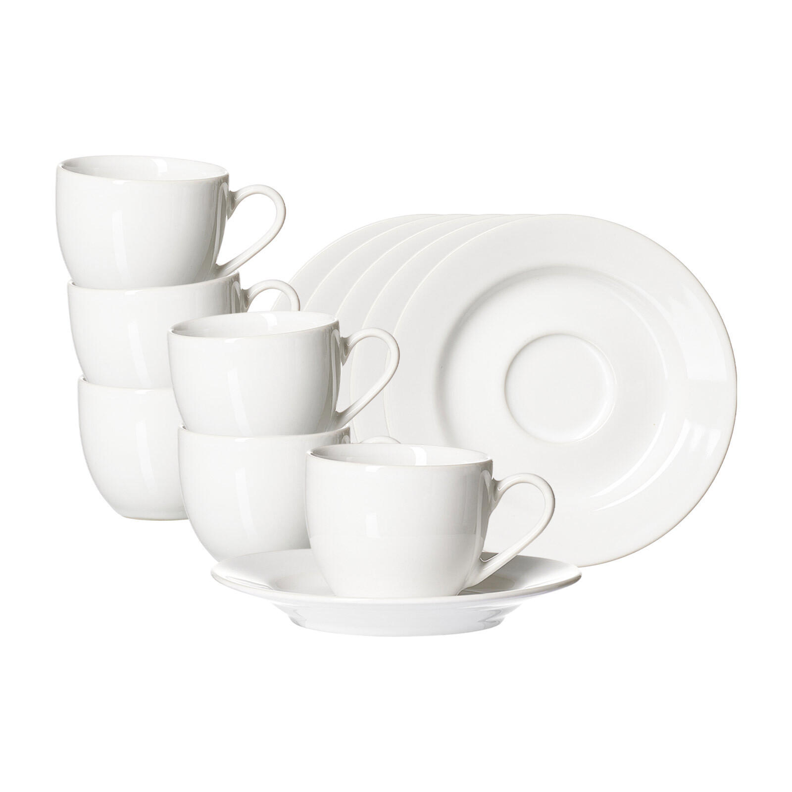 ESPRESSOTASSEN MIT UNTERTASSEN Volos weiß 90 ml 6er Set - Weiß, Keramik (12.5/6.5/12.5cm) - Ritzenhoff Breker