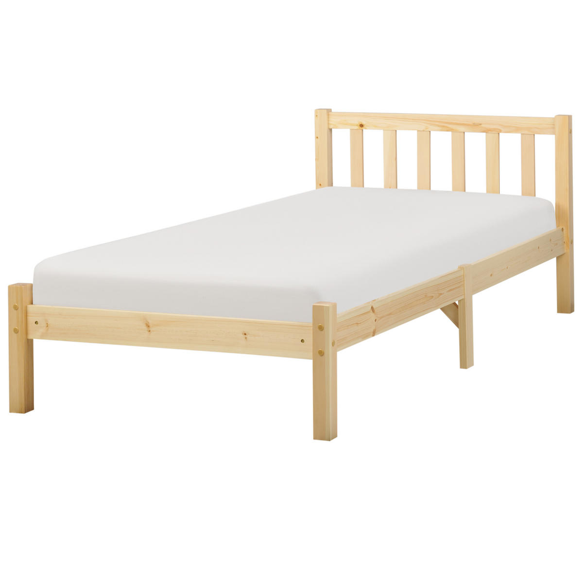 BETT mit Lattenrost 90x200 cm Heller Holzfarbton Florac - Hellbraun, Holz (90/200cm) - Beliani