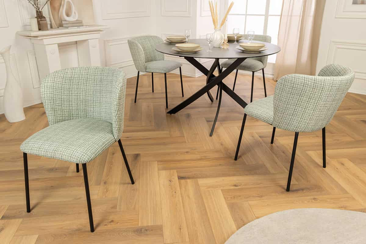 STUHL LYON Bouclé 75 cm - Schwarz/Rosa, Textil/Metall (54/75/58cm) - riess-ambiente