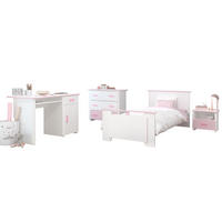 KINDERZIMMER Set 4-tlg Kommode Schreibtisch Bett 90 x 200 cm - Weiß/Rosa, Holz/Holzwerkstoff (90/79/200cm) - Parisot Meuble