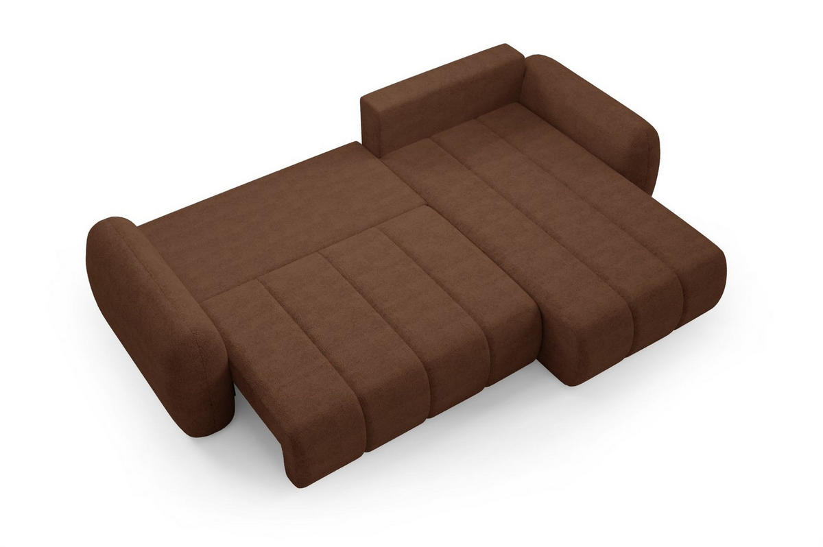 ECKSOFA Caria Mit Schlaffunktion - Rotbraun, Holzwerkstoff/Textil (304/190cm) - Fun Möbel