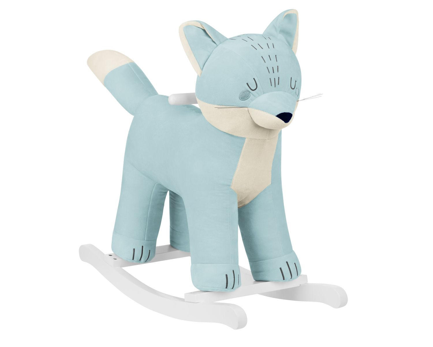 SCHAUKELTIER Fuchs türkis Plüsch, Holzgriffe, Holzkufen, Fußstützen, ab 18 Monate, bis 30 kg - Türkis, Textil (26/58/63cm) - Kikka boo