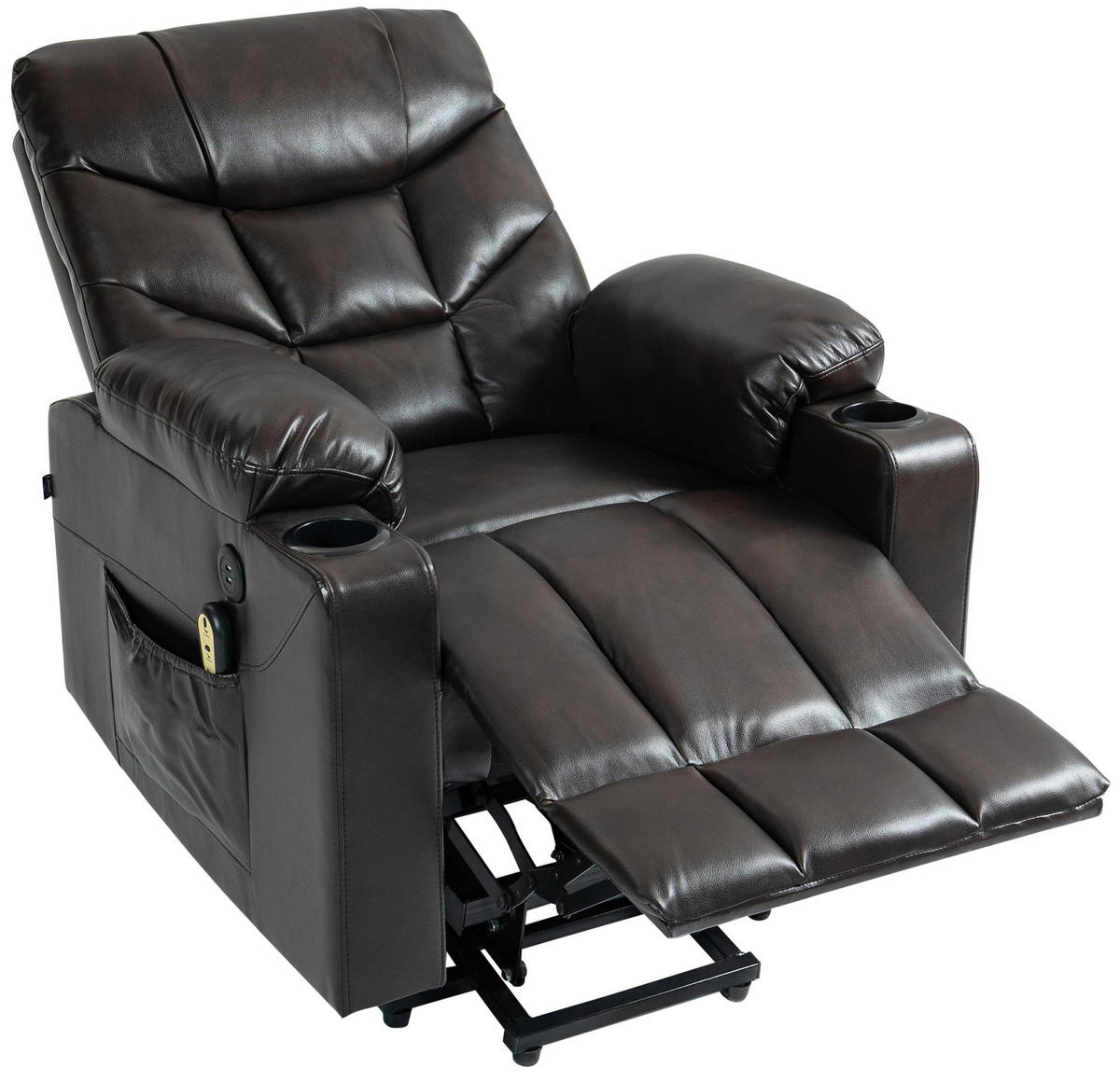 SESSEL Lederlook braun - Schwarz/Braun, Textil/Metall (84/104/95cm) - CLP