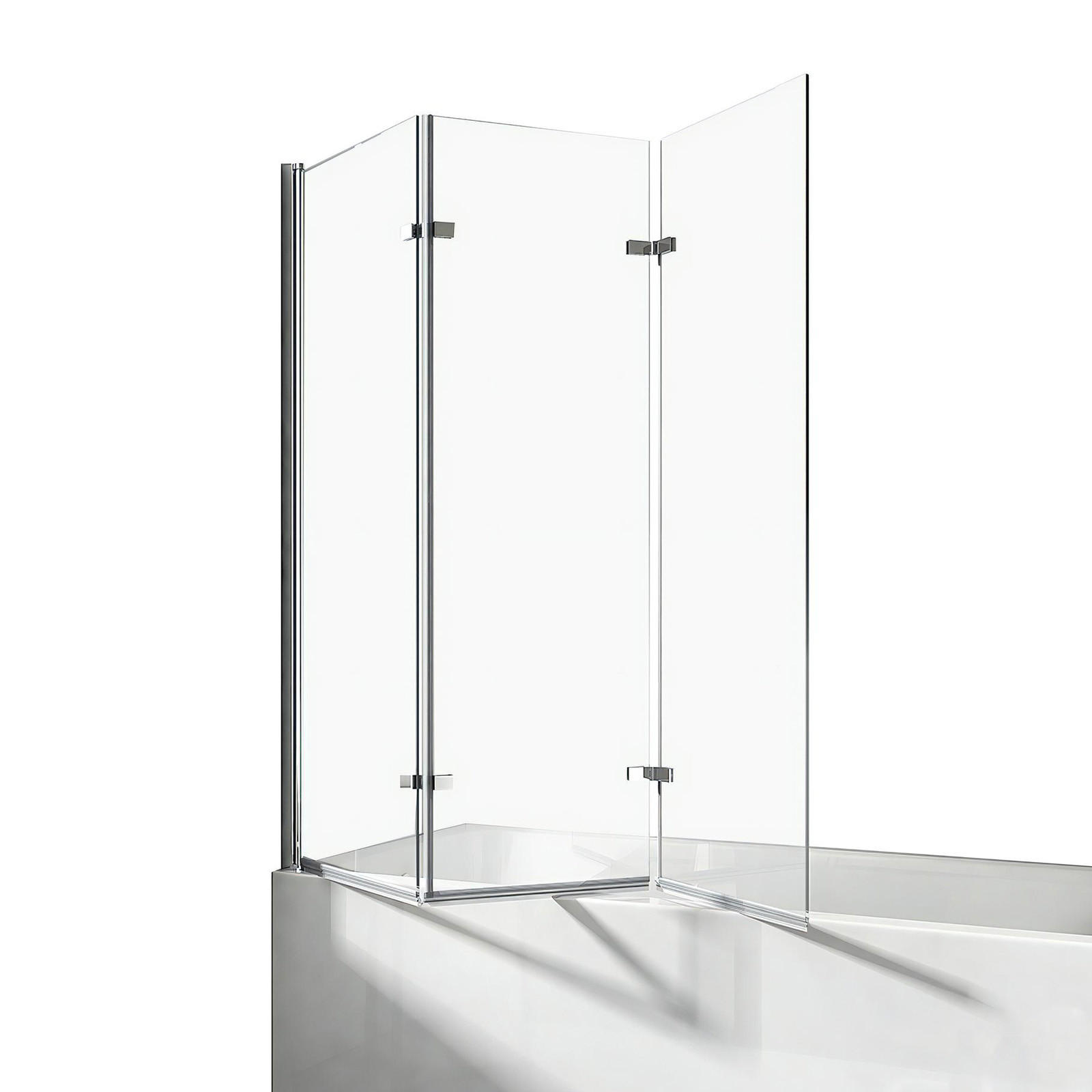 DUSCHWAND für Badewannen Faltbar mit Schwenkfunktion 140/130 cm - Transparent, Glas (130/140cm) - EMKE