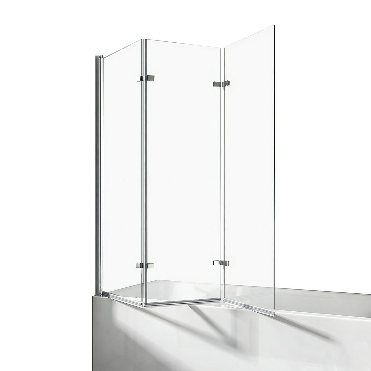 DUSCHWAND für Badewannen Faltbar mit Schwenkfunktion 140/120 cm - Transparent, Glas (120/140cm) - EMKE