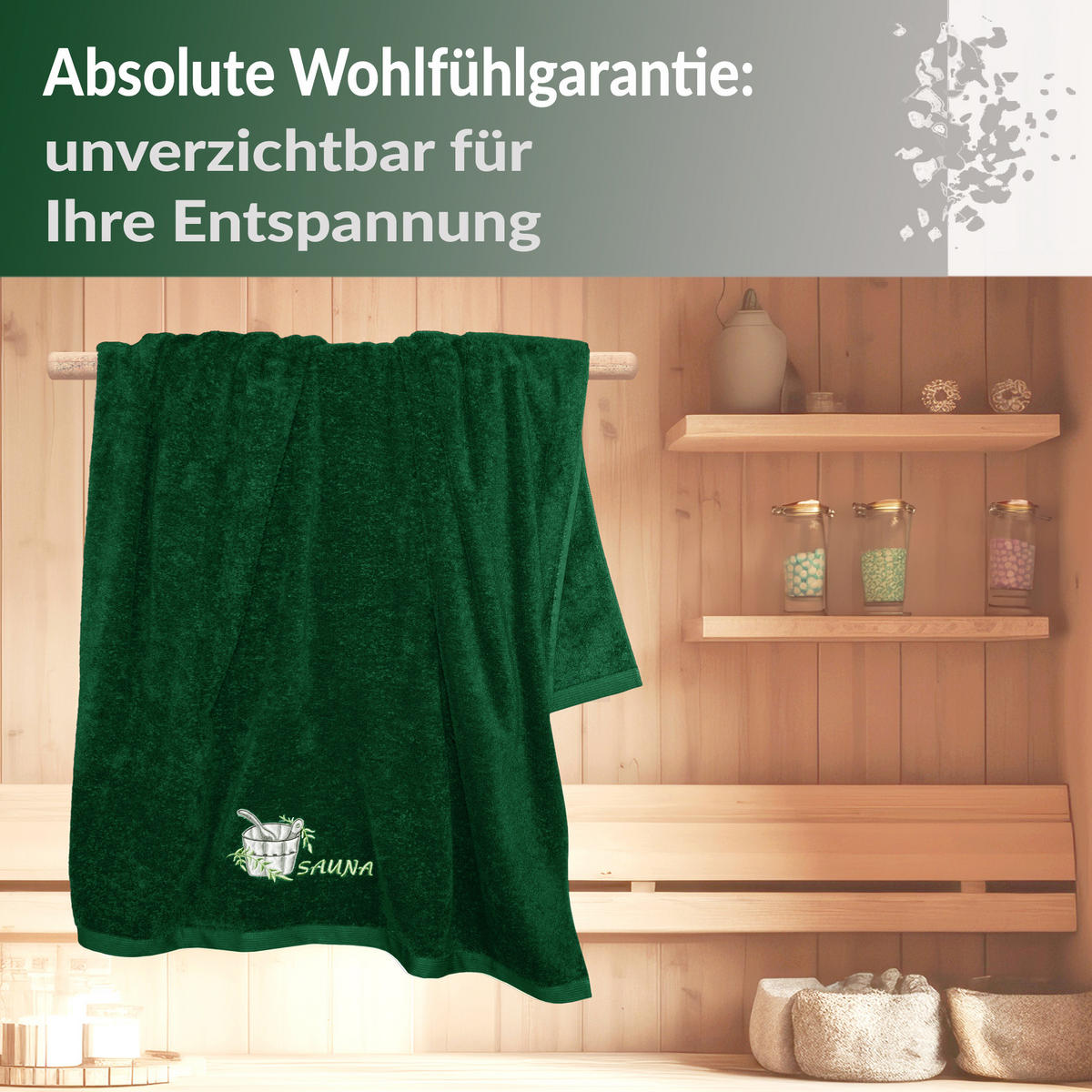 SAUNATUCH Lillby Tannen Grün 100x200 cm - Waldgrün, Textil (100/200cm) - Lashuma