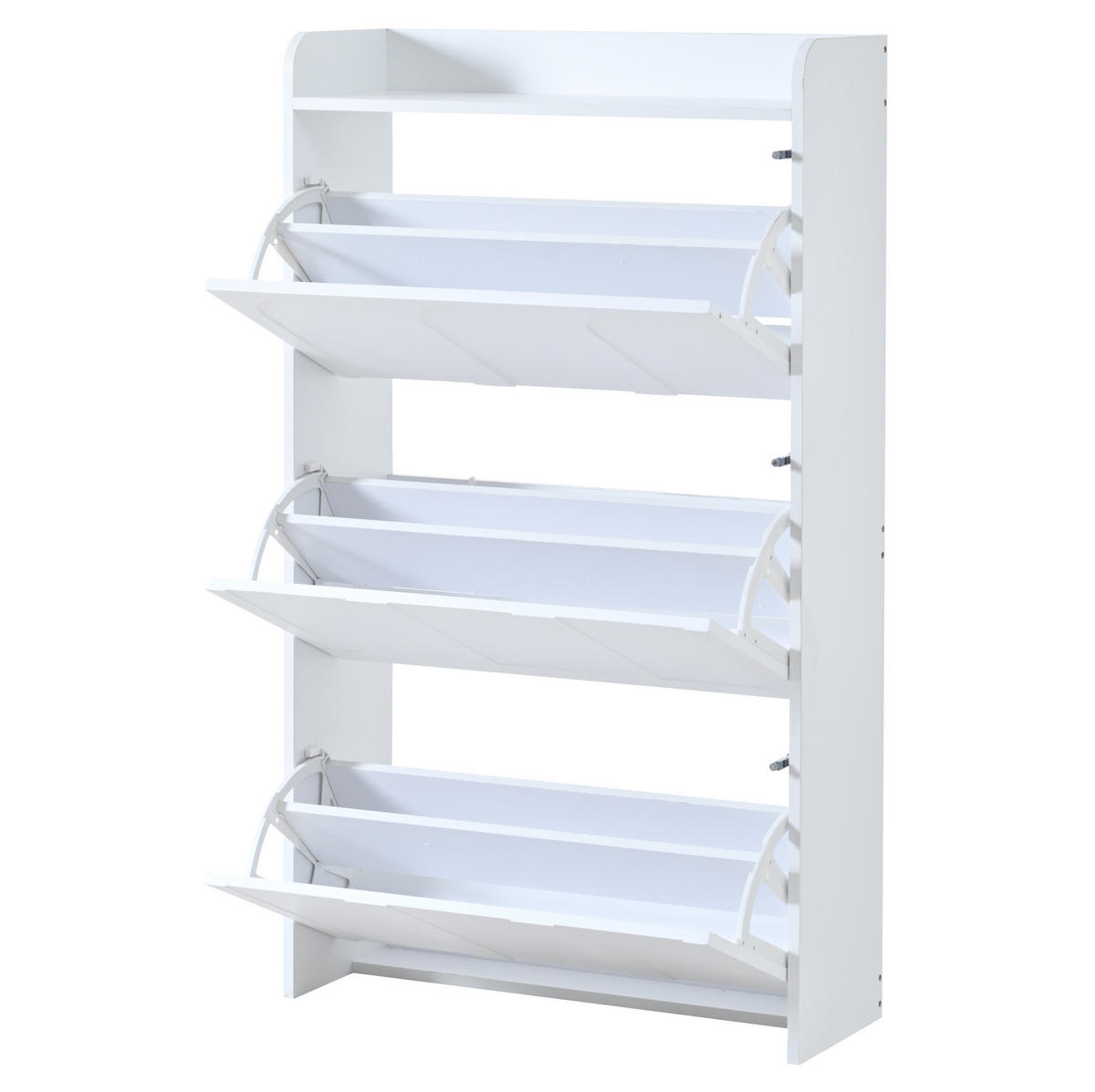 SCHUHSCHRANK 140/25/120 cm weiß aus MDF mit 6 Klappfächern - Weiß, Holzwerkstoff (70/120/25cm) - OKWISH