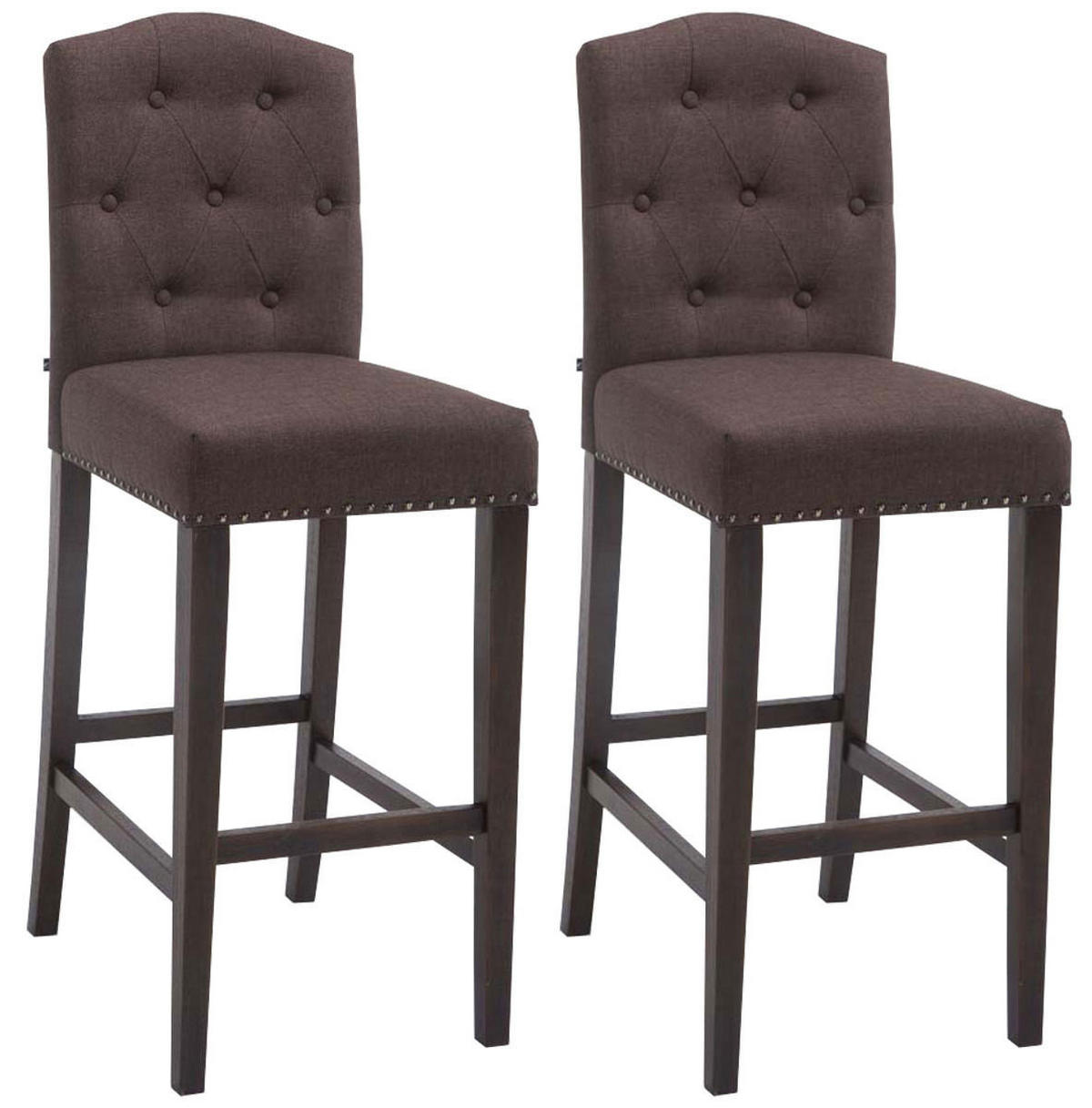BARHOCKER 2er Set Stoff braun - Braun, Holz/Textil (42/113/57cm) - CLP