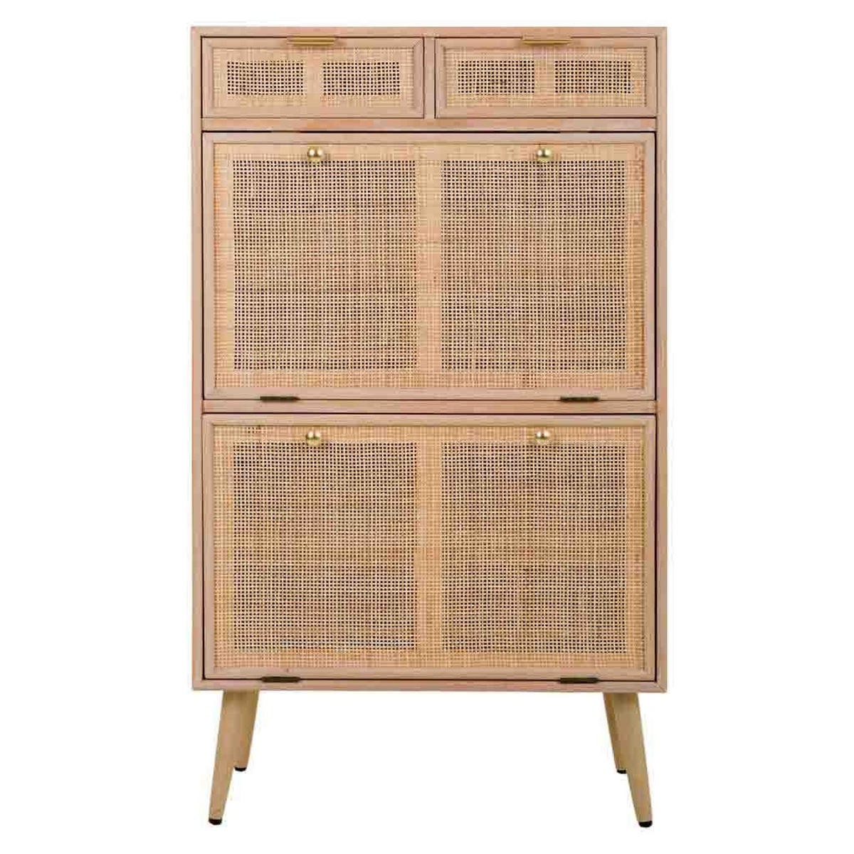 SCHUHREGAL aus Holz und Netz, Braun, 70x32x120 - Braun, Holz (70/32/120cm) - Wanderlust