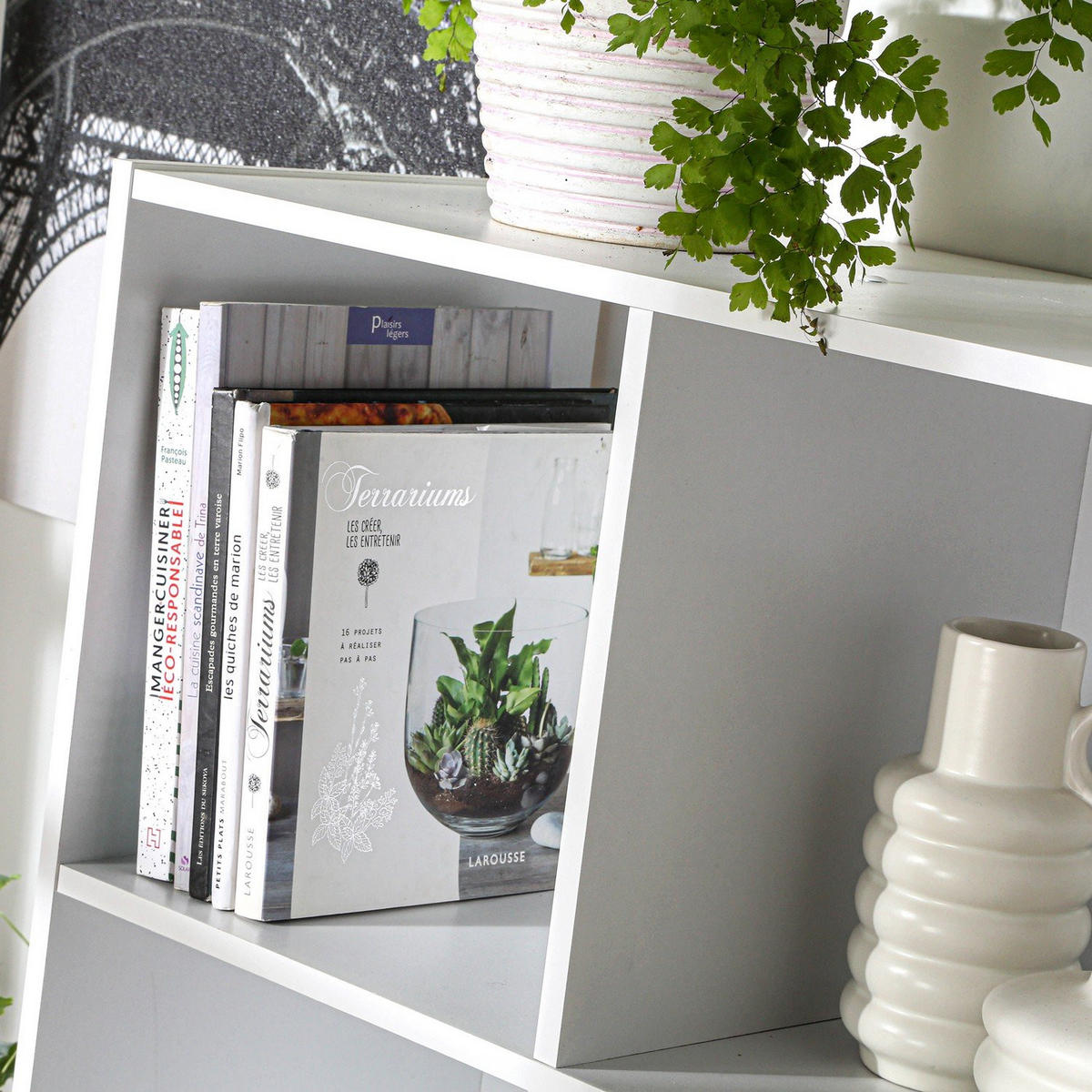 REGAL zur Aufbewahrung mit 8 Fächern - L62 x H123 cm - Weiß, Holzwerkstoff (62/123/29.5cm) - Calicosy